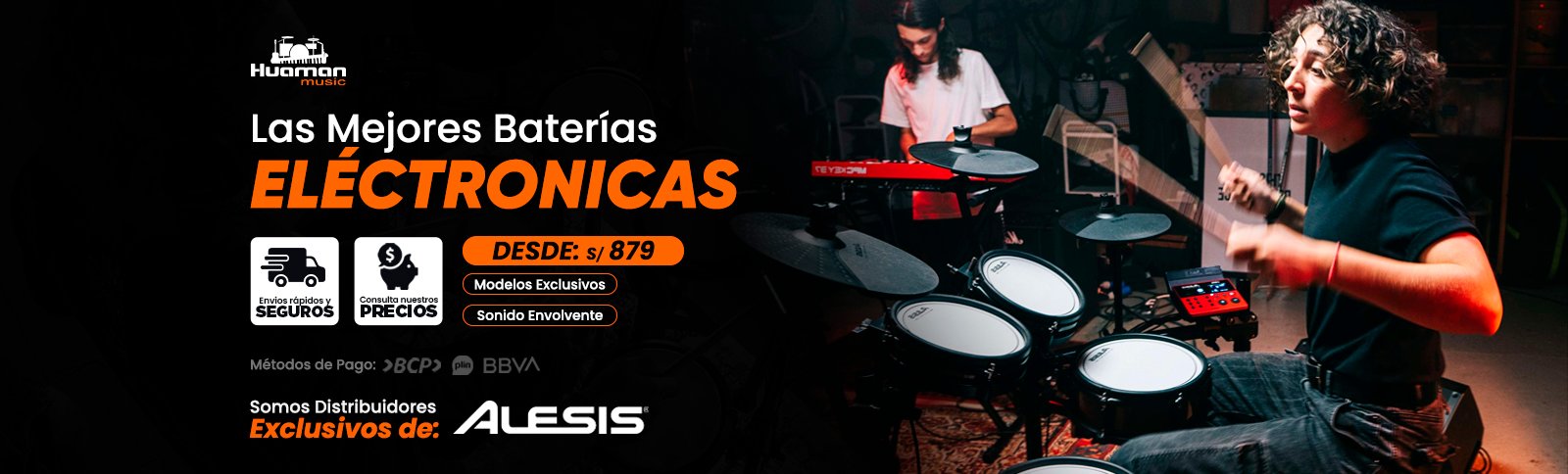 Alesis baterias electronicas, teclados, nux, huaman music